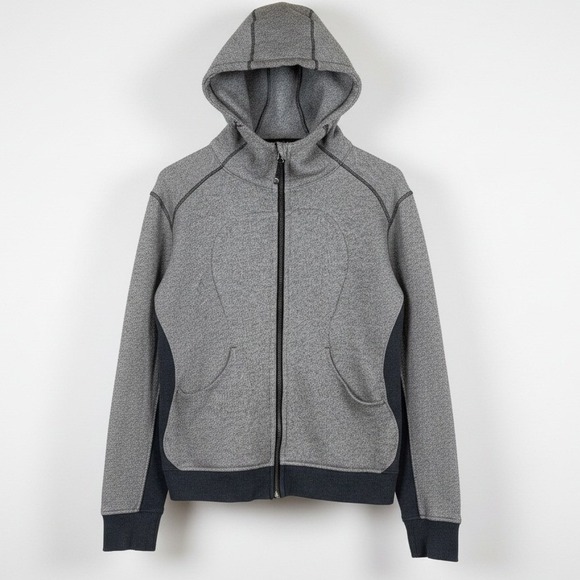 lululemon athletica Tops - Lululemon Scuba Hoodie Women 12 Heather Gray Full Zip Jacket Athleisure Knit